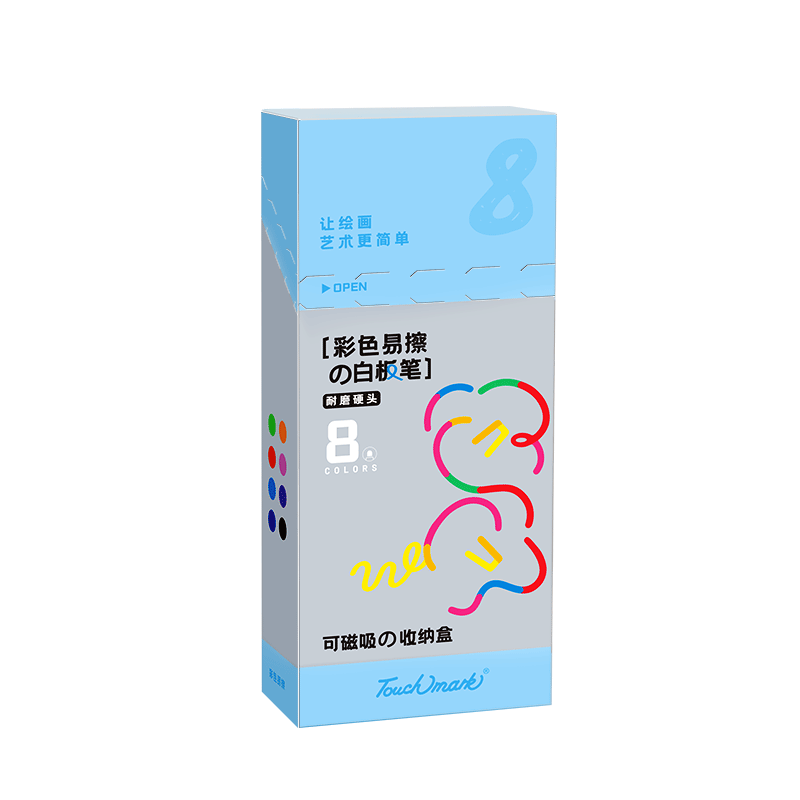 Touch Mark Kids Colorful Erasable Whiteboard Markers 8 Colors Educational Stationery Washable Watercolor Pens Early Learning Teacher Recommended Doodle Drawing Markers Easy Erase