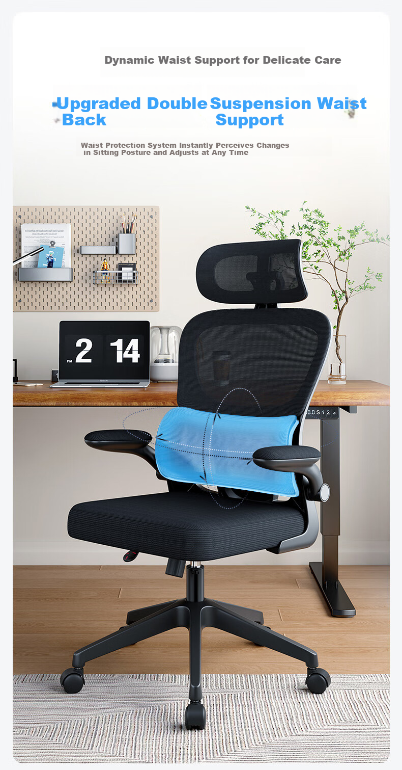 BECAUSES Computer Chair, Comfortable for Long Sitting, Ergonomic Office Chair, Study Chair, Home Swivel Chair, Best Choice for Purchase, 801B Black 2