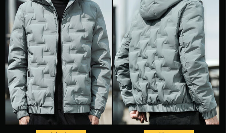 ROMON Men's Winter Outdoor Warm Hooded Down Jacket Casual High-end Coat Black 886 L 4