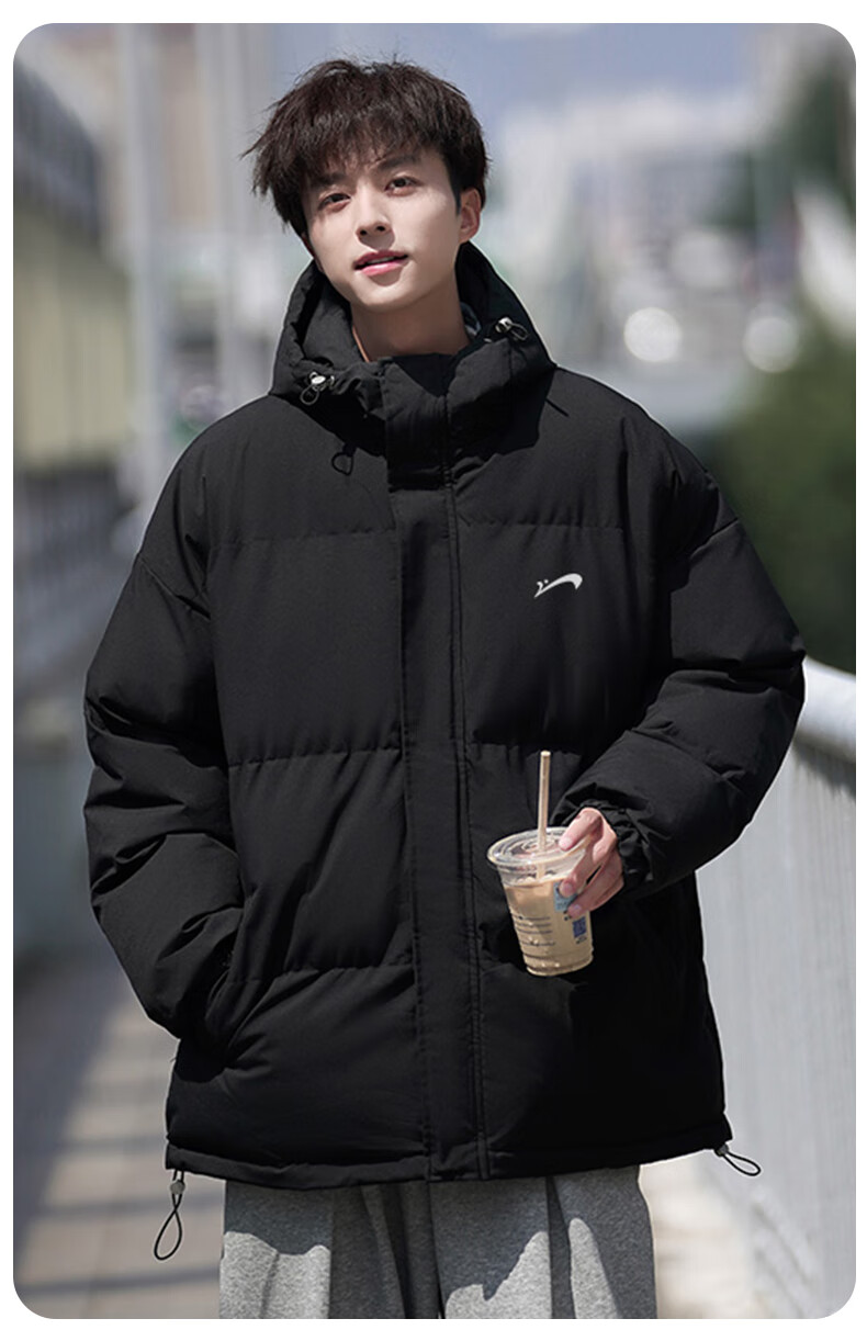 Guirenniao Autumn Winter Men's Hooded Cotton Padded Jacket Thickened Warm Windproof Coat Gray Green 2XL 3