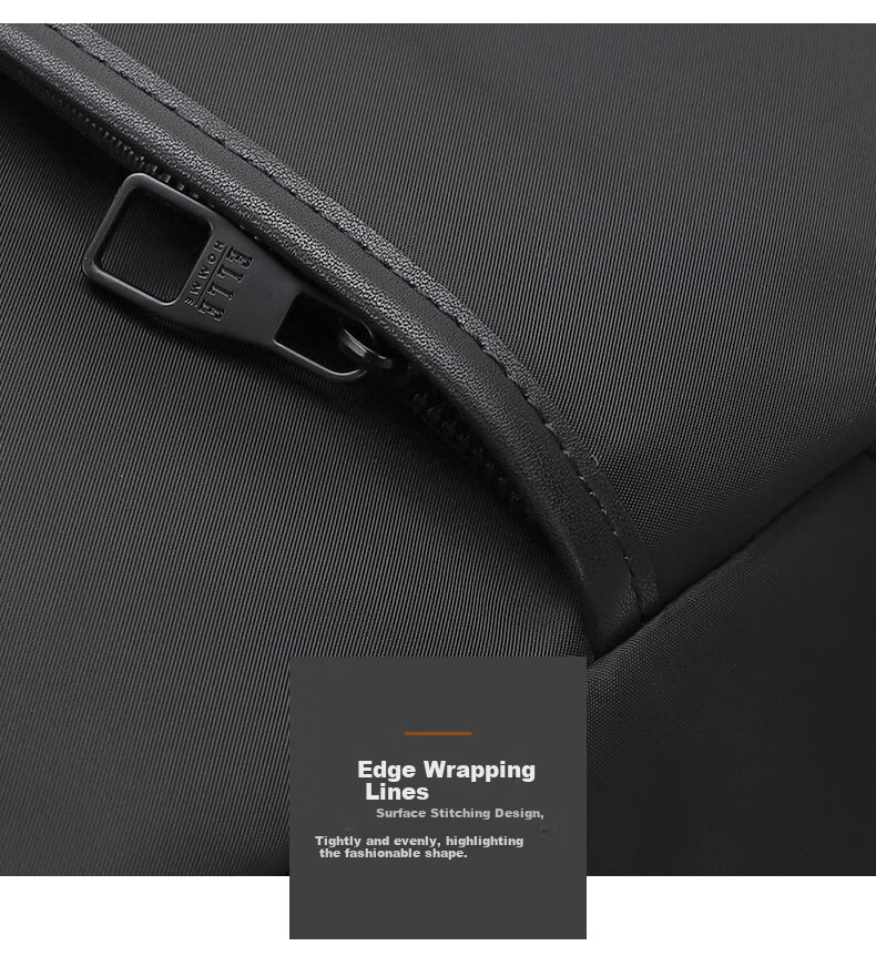 ELLE HOMME Men's Backpack, Large Capacity, Trendy And Fashionable, Lightweight, Nylon Canvas, Can Fit a 15.6-Inch Laptop, EA188213660, Black 12