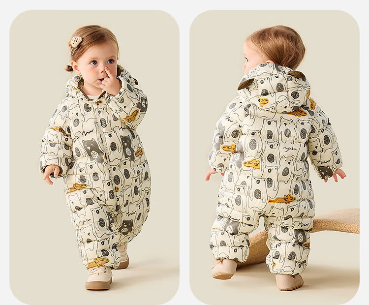 Minibala Bala Waterproof Baby Down Jumpsuit Winter Unisex Toddler Outdoor Warm Down Romper Crawling Suit 2