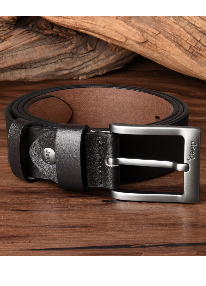 JEEP Men's Genuine Leather Belt Casual Pin Buckle Waist Belt Practical Birthday Gift for Boyfriend Husband Dad 15