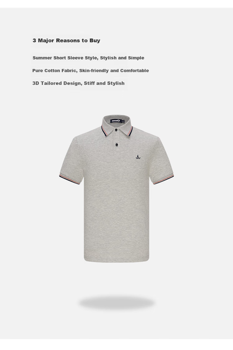 Navigare Small Sailboat Short-Sleeve Polo Shirt for Men, Summer Pure Cotton Simple Commuter Collared Top 1125521311 8