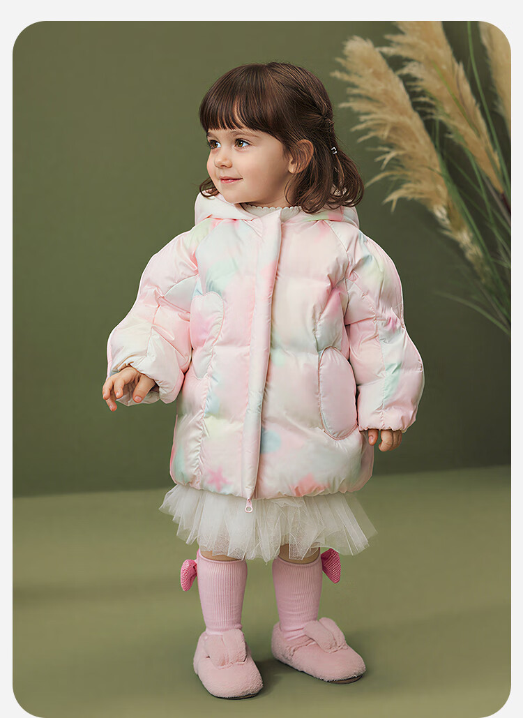 Minibala Girls' Water and Oil Resistant Down Jacket 2025 Winter Cute Design Children's Coat New Year Outfit 1