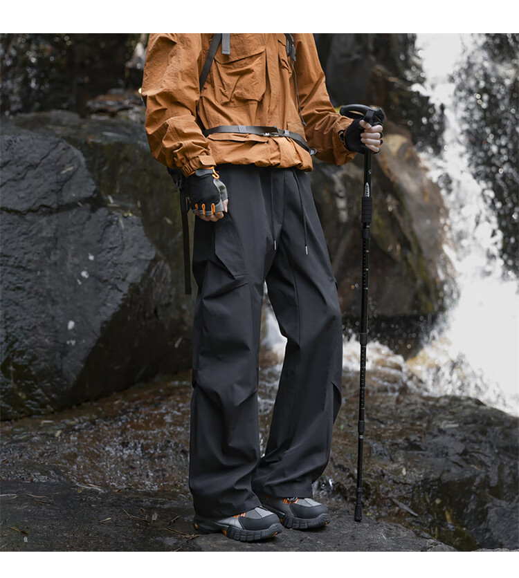 JEEP Men's Outdoor Functional Cargo Casual Pants Spring Tactical Sports Pants Black XL 13