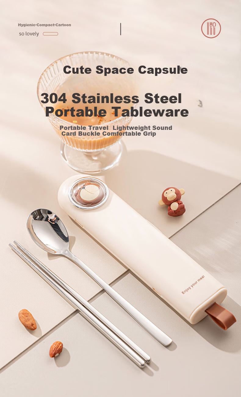 Guangyi Chopsticks, Tableware Student 304 Stainless Steel Chopsticks And Spoon Set, Office Worker Portable Cutlery GY7313 1