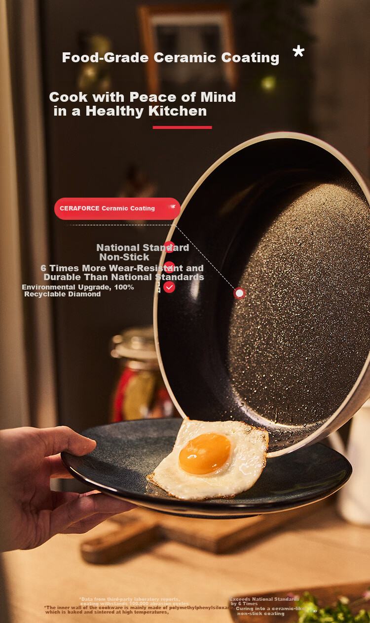 BALLARINI Non-Stick Pan with Titanium Ceramic Coating, Zero Fluorine Layer, Compatible with Induction Cookers, Flat Bottom Pan, 28CM, Laidro Series 3