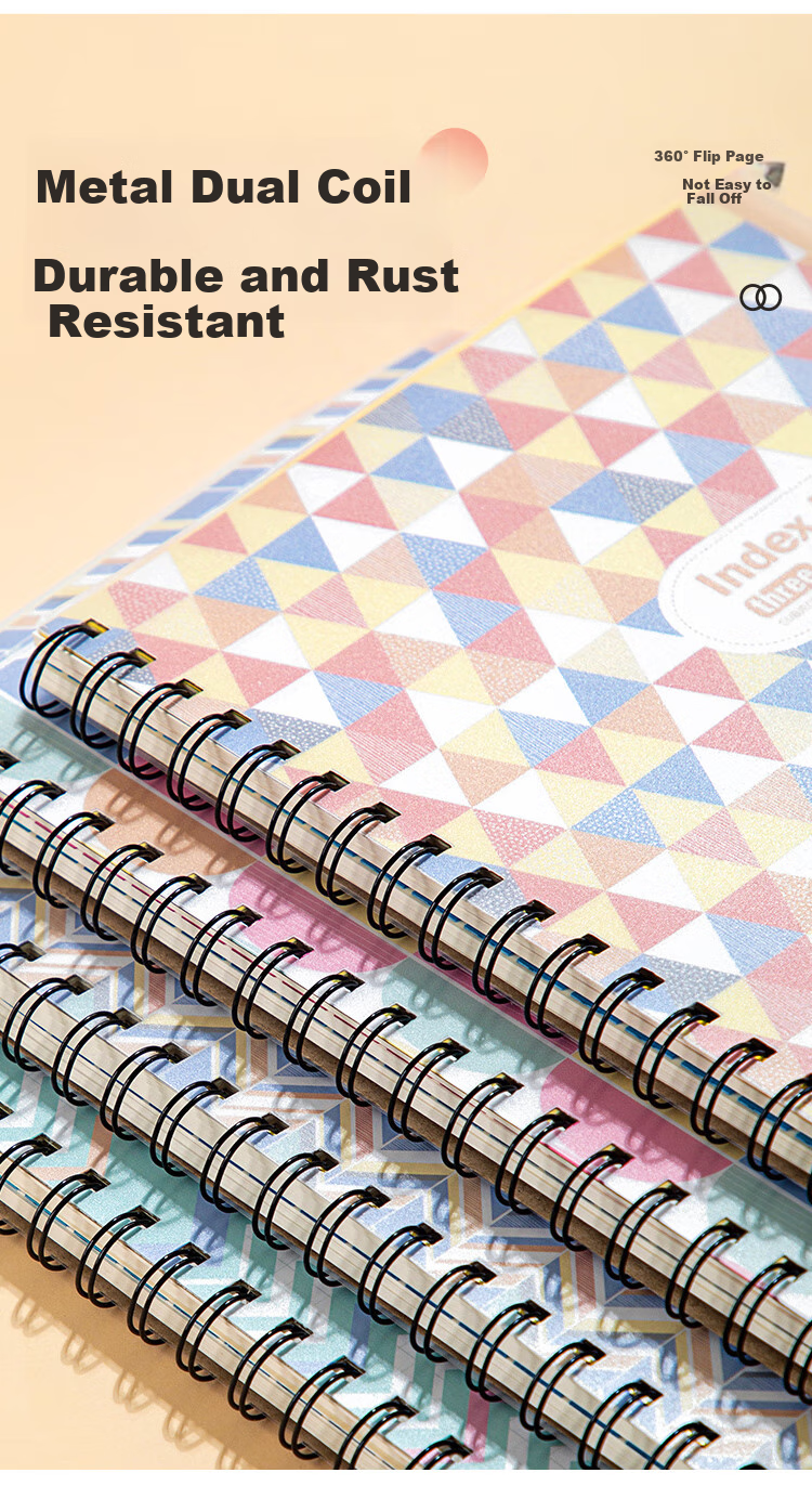 GuangBo Spiral Notebook, Four Colors Mixed English Vocabulary Book, A7 Size, Portable, Divided into Sections for Quick Note-Taking, Student Journal, FB64105-DS4 8