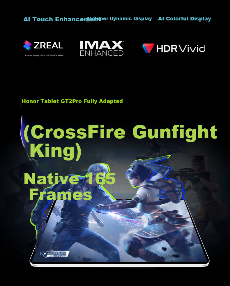 HONOR Tablet GT2 Pro 12.5-inch 165Hz 3K Eye-care Gaming Screen Full-power 8Gen3 Flagship Chip 8+256GB Phantom Gray [National Subsidy] 8