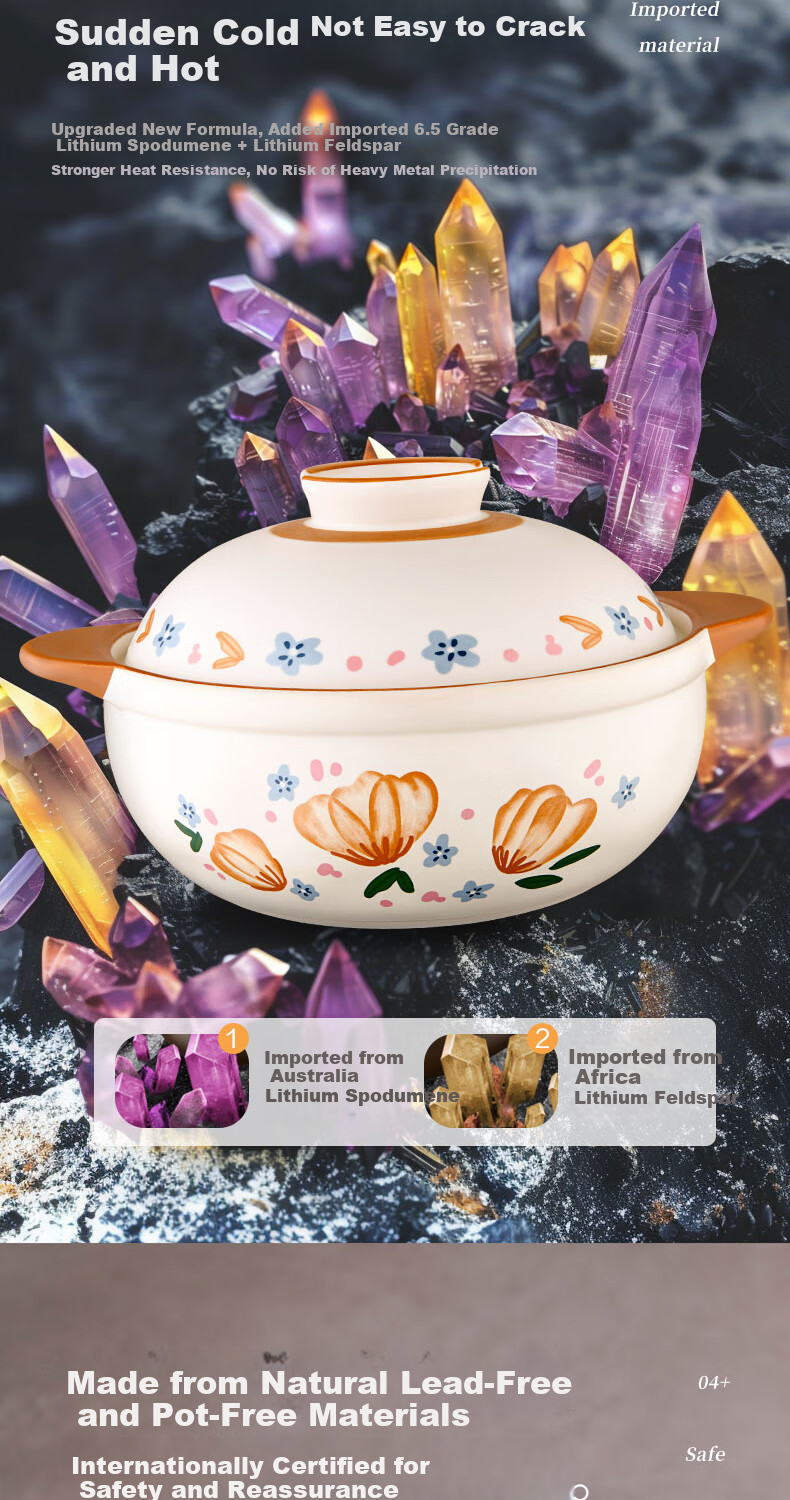 ASD Clay Pot Stew Pot 3.5L for Soup And Rice, Ceramic Pot for Chinese Medicine, Gas Stove Casserole 8