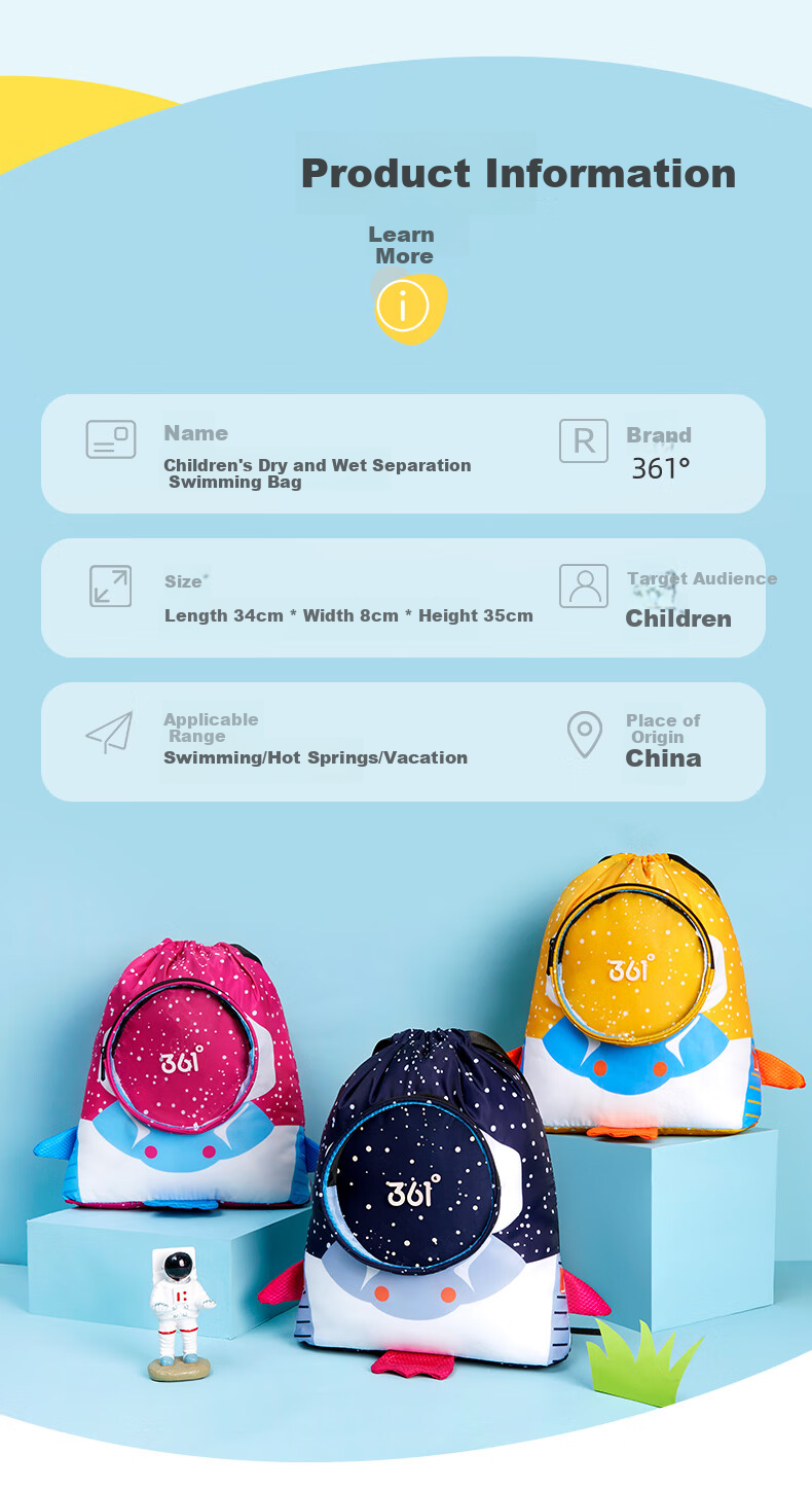 361° Children's Dry-Wet Separation Swim Bag, Waterproof Sports Backpack for Boys And Girls, Beach Swimming Storage Bag 7