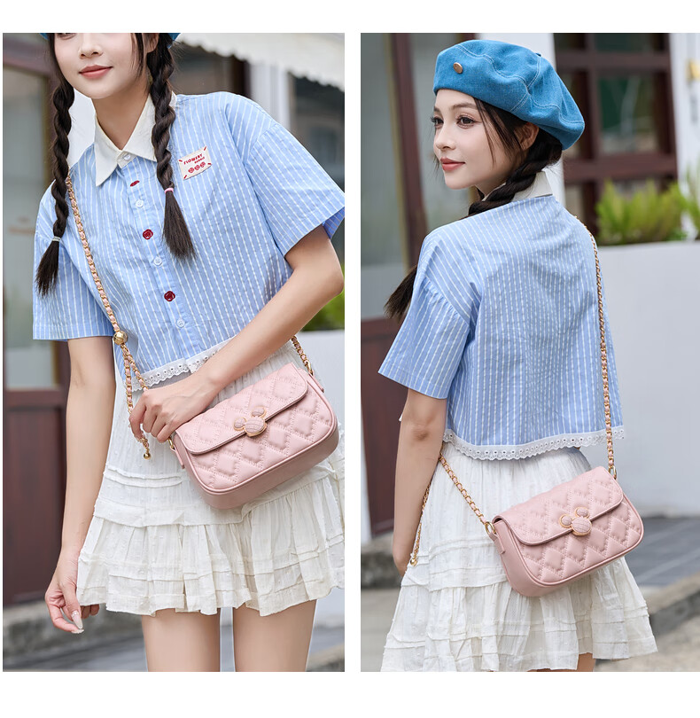 Disney & ORVE Joint Shoulder Crossbody Chain Small Square Bag White [Includes Branded Tote Bag] 10