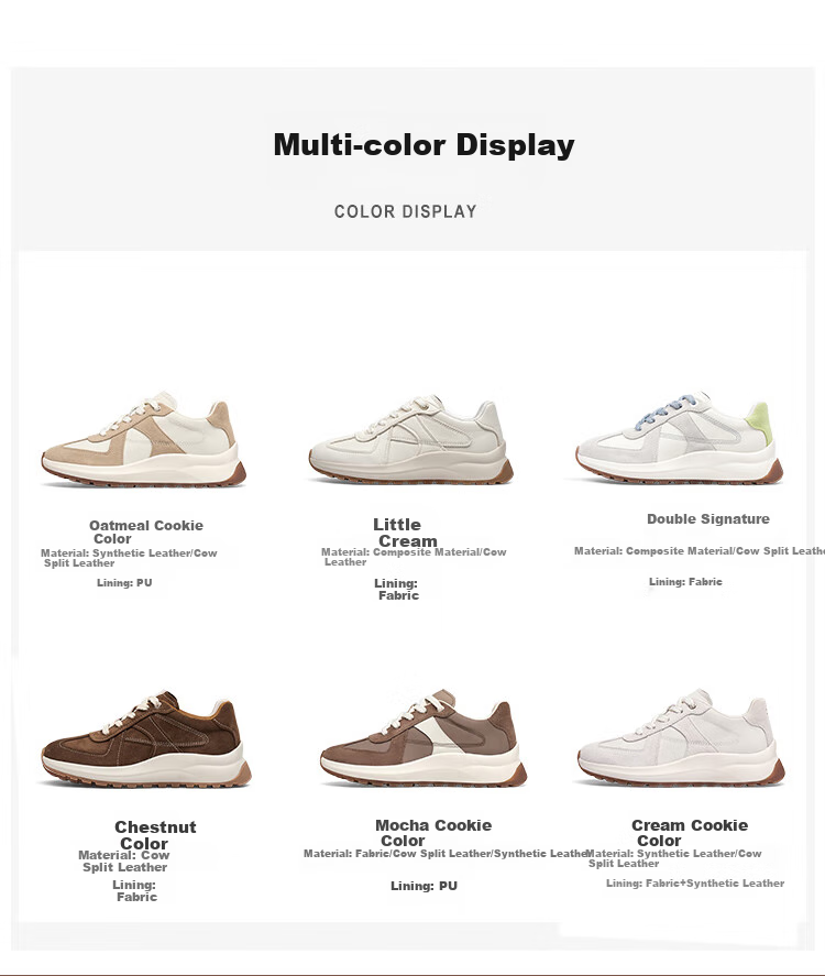 KISS CAT Ququeide Training Shoes, Forrest Gump Shoes, Thick-Soled Training Shoes, White Sneakers for Women KA64150-54, Oatmeal Color, Size 37 24