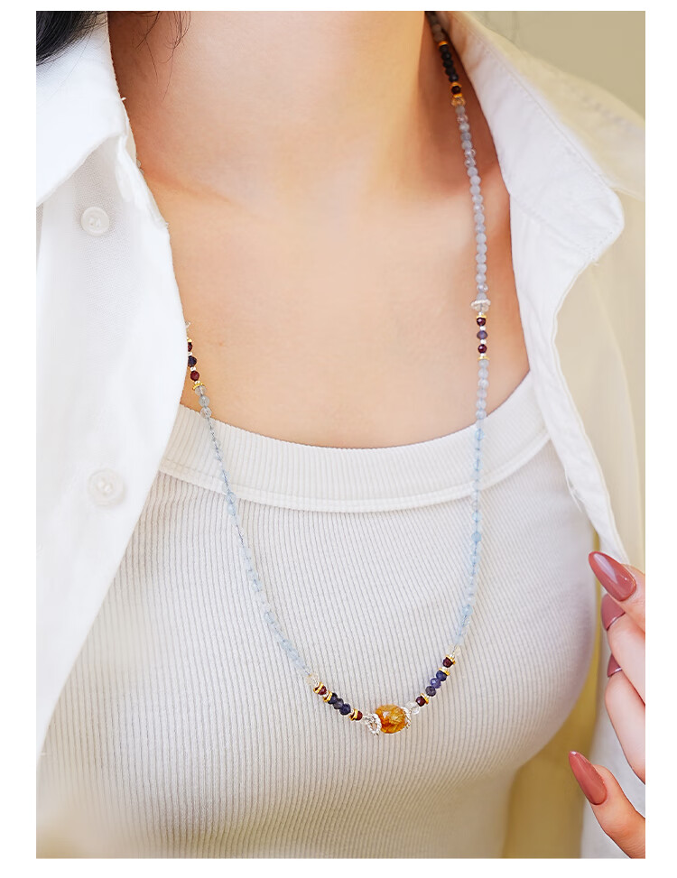 AMY’S GARDEN Natural Aquamarine Necklace Women Yellow Citrine Bracelet Jewelry Price Guarantee 618 Birthday Gift for Girlfriend 9