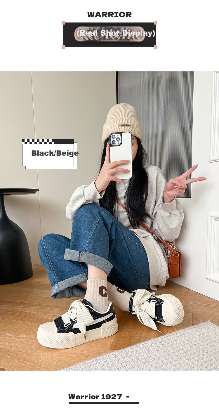 Huili Official Women's Sneakers, Women's Canvas Shoes for Summer 2026, Thick-Soled Simple Comfortable Shoes for Women, Beige Deep Blue Red, Size 39 7