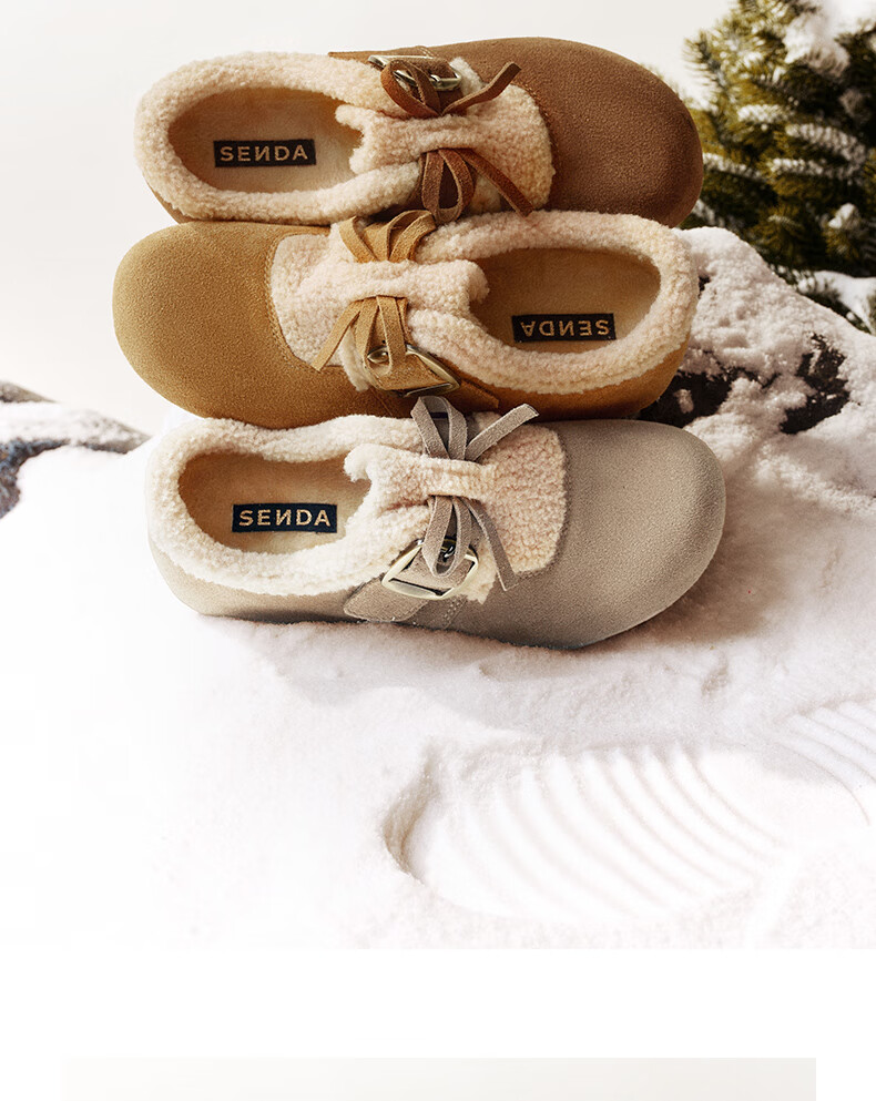 SENDA Snow Rabbit Fur Women's Shoes 2025 Winter New Outdoor Plush Warm Casual Birkenstock Style ZTI53DM5 Brown Size 37 1