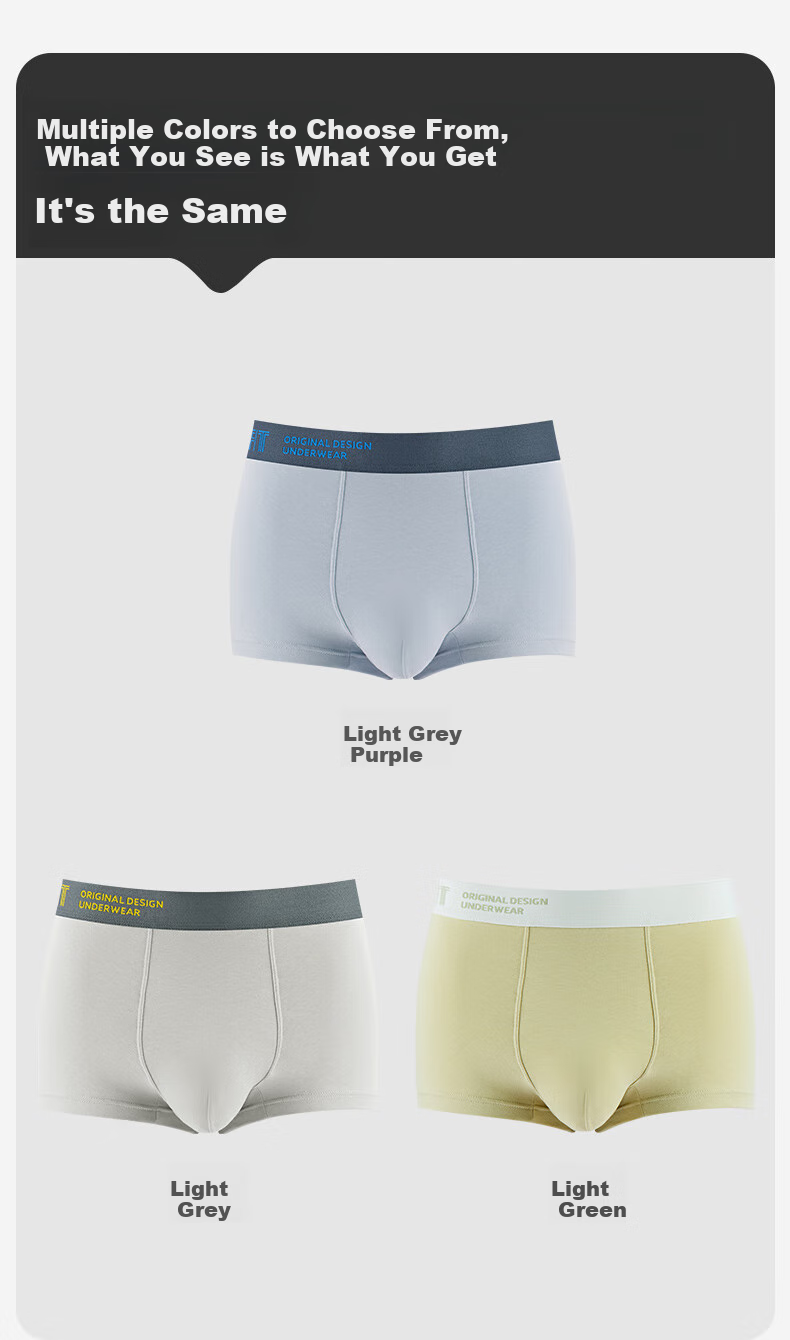 Fenteng Men's Underwear, 3-Pack, 7A Antibacterial Pure Cotton Breathable Soft Boxer Briefs 9