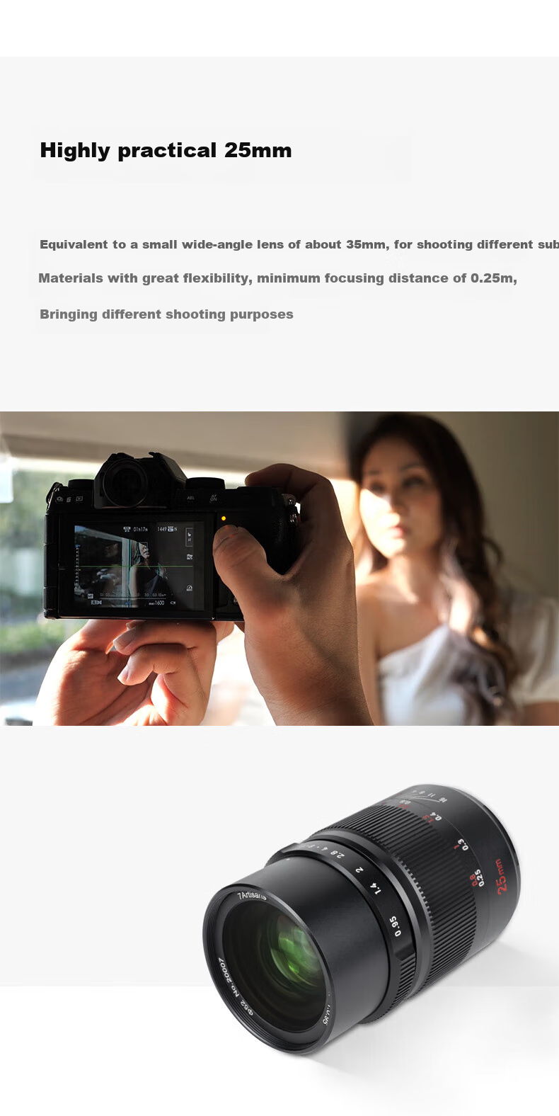 Qigongjiang Nikon Prime Lens, Z-Mount, Black, 25mm F0.95 Large Aperture Wide-Angle Lens, Suitable for Z30, Z5, Z50 II, Z8, Z6 II 2