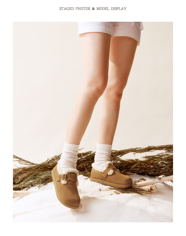 SENDA Little Sun Women's Furry Shoes 2025 Winter New Warm Slip-On Casual Birkenstock ZTI25DA5 Brown Size 35 2