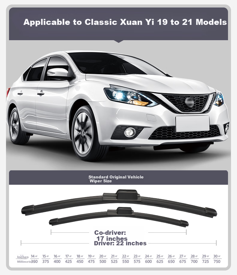 Deyun Classic Sylphy Windshield Wipers, for 2009-2019 Models, Original Factory Front Wiper Blades, Three-Section Design, One Pair Set, Car Accessories And Parts 6