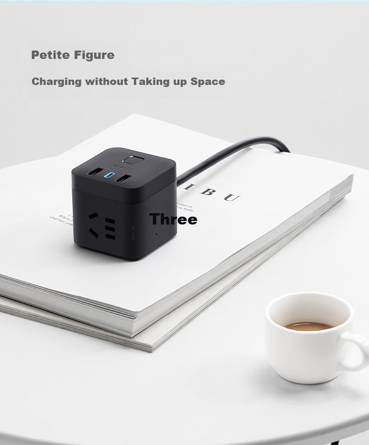 BULL 20W PD Apple Fast Charging Cube Power Strip/Extension Cord/Surge Protector/Desktop Charging Station, Type-C+USB+3 Outlets, 3 Meters Long, Black, GNV-UU2203H, Master Switch 12