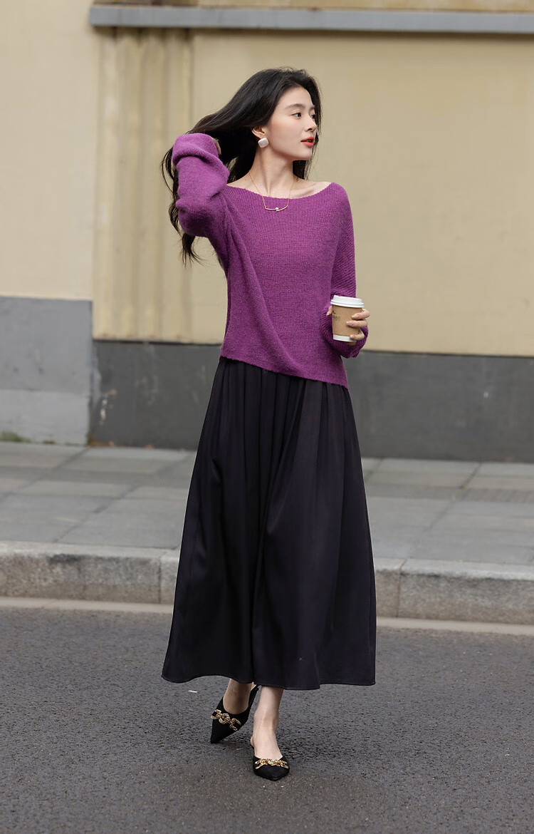 Demana [Dopamine Textile Love] Spring Lazy Style Crew Neck Long Sleeve Wool Blend Slimming Knit Sweater for Women 5