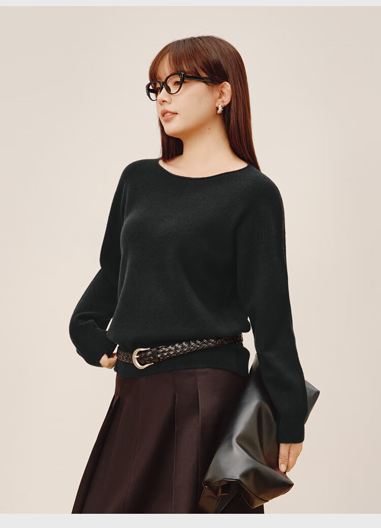 JD Jingzao Women's Wool Sweater Off-Shoulder Cashmere Knit Pullover Cream White XL Autumn Winter 2025 New 5