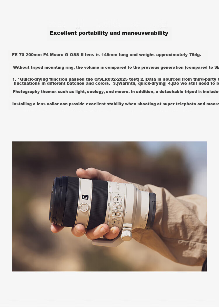 SONY FE 70-200mm F/2.8 G Lens (SEL70200G2) - New Generation Small Three-Piece Telephoto Zoom Macro Lens 5
