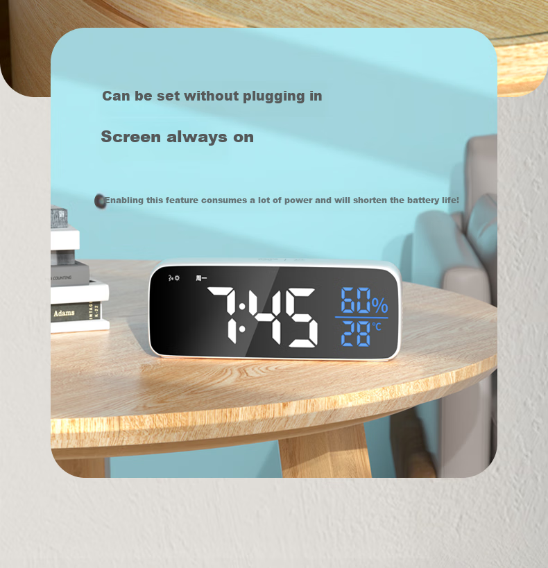 BBA Alarm Clock Smart Electronic Night Light Multifunctional Wall-Mounted Large Size Desk Clock for Living Room And Bedroom, Simple White Extended Version Back-To Seaso 7