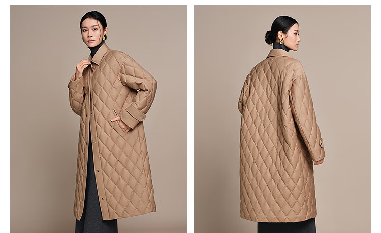 BOSIDENG Spring Autumn 90% Goose Down Lightweight Lapel Slim Fit Long Business Commuter Women's Coat 21