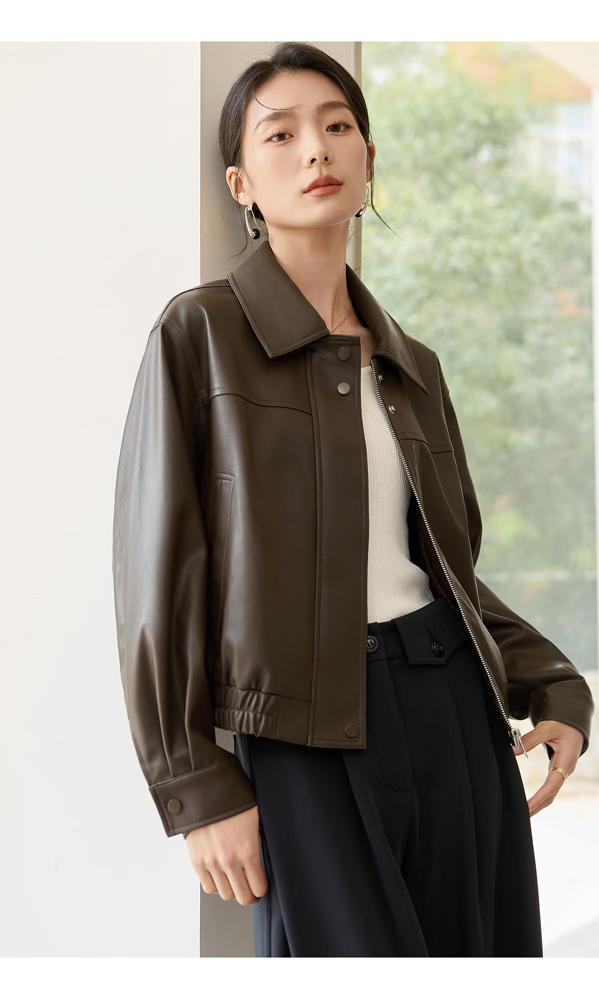 Chushen Melard Women's Short Jacket American Retro PU Leather Jacket S51D005 12
