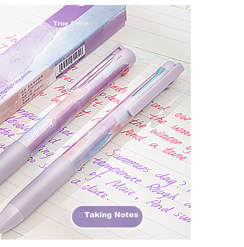 TRUECOLOR Three-Color Pen, Retractable Multi-Color All-In Gel Pen, Stylish Colorful Student Note-Taking Pen, Multi-Functional Module Ballpoint Pen, Black Pen, Red Pen, Blue Pen for Error Correction And Correctio 9