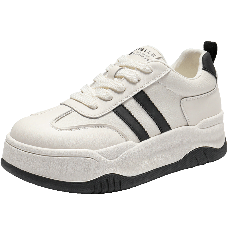 Belle Thick-Soled Platform White Sneakers for Women, Summer Lightweight Athletic Casual Skateboard Shoes B1831BM4, Aolii, Size 36