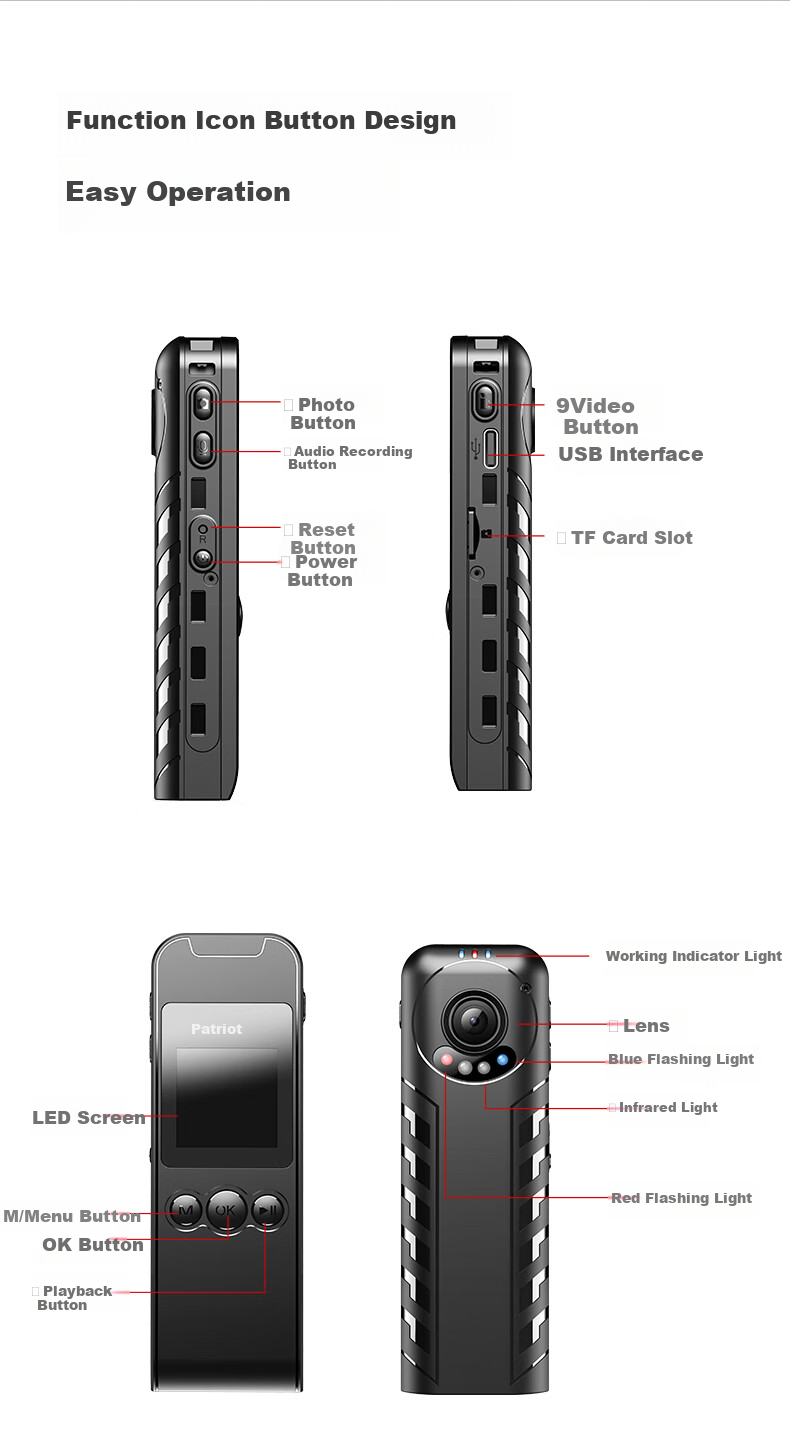 Aigo Dashcam, High-Definition Camera, Portable Mini Recorder, Video And Audio Capture Device, Compact Cycling Sports Camera S10, 256GB 8