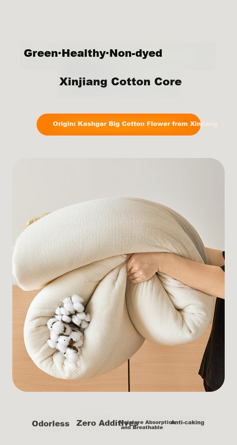 KING SHORE Cotton Quilt, 100% Xinjiang Long-Staple Cotton, Spring And Autumn Cotton Comforter, Double Bed Quilt for Home Use, Cotton Filling, 200*230cm, 4 Ji 2