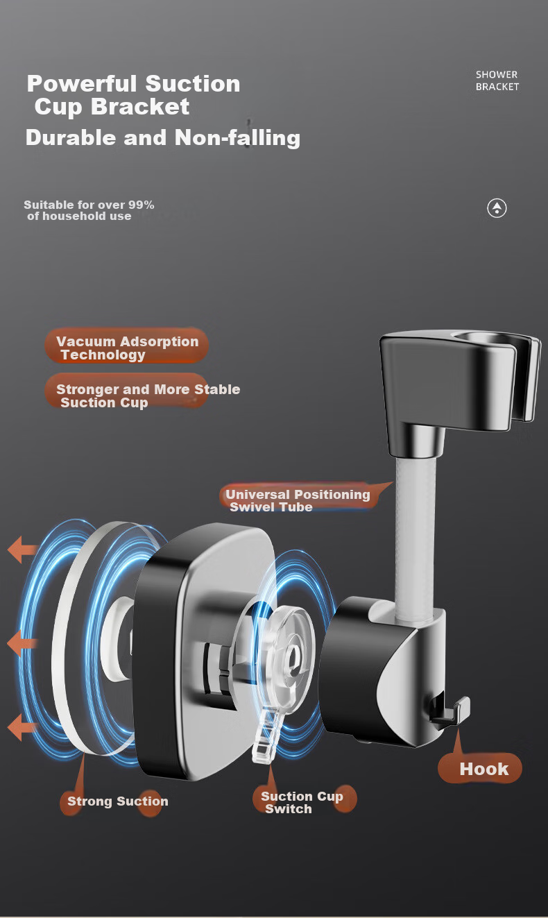 OPLSED [Germany] Shower Head Holder, No Drilling Required, Strong Suction Cup Base, Adjustable And Rotatable 11