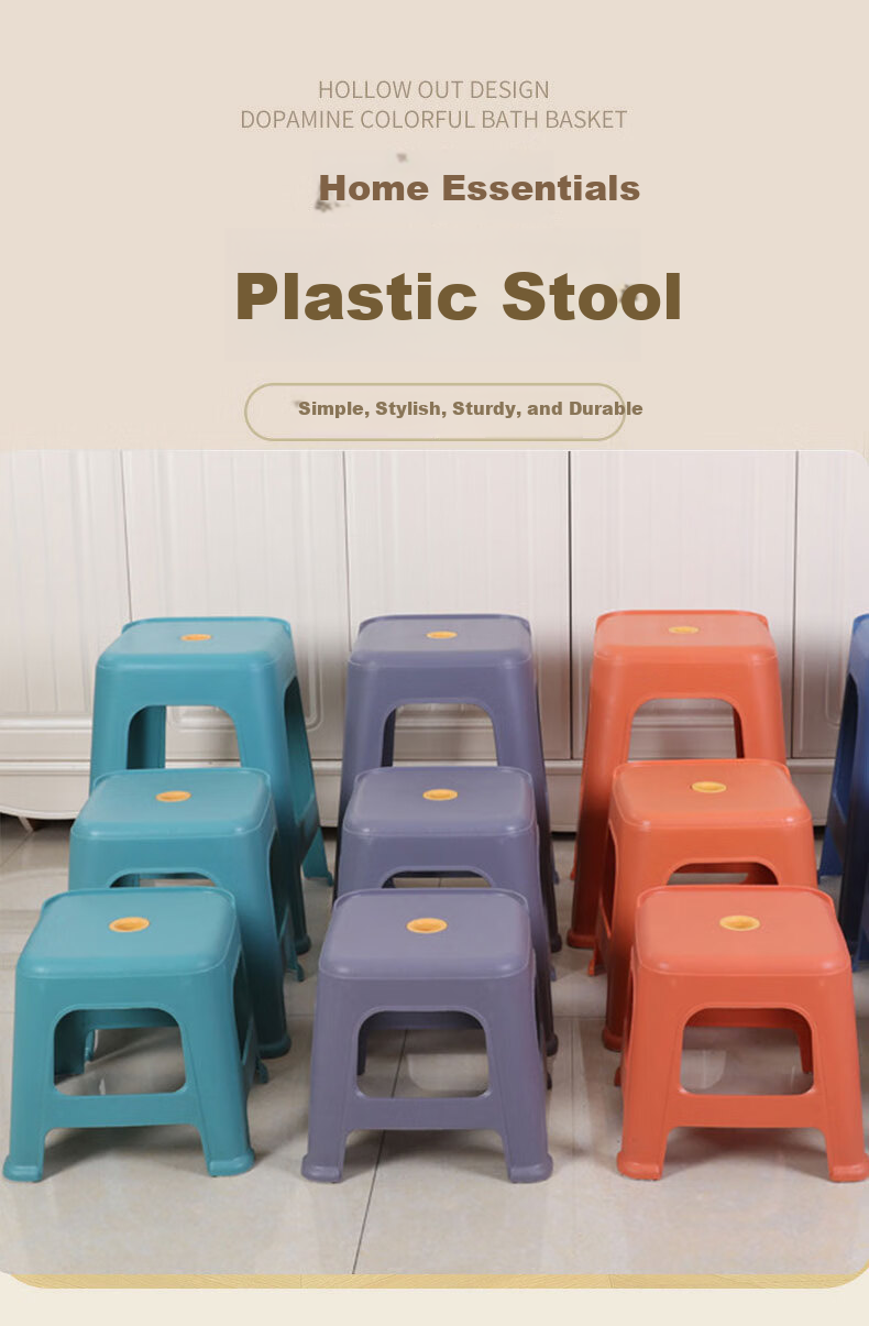 Youjialiangpin Folding Stool, Portable Small Bench, Household Thickened Plastic Stool, Red 1