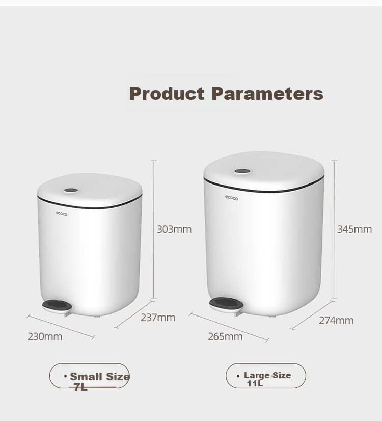 Ecoco Trash Can, 12L Capacity, Home Use, Automatic Bagging, for Bathroom, Living Room, Bedroom, Kitchen, Garbage Bin, E24211 Yellow 26
