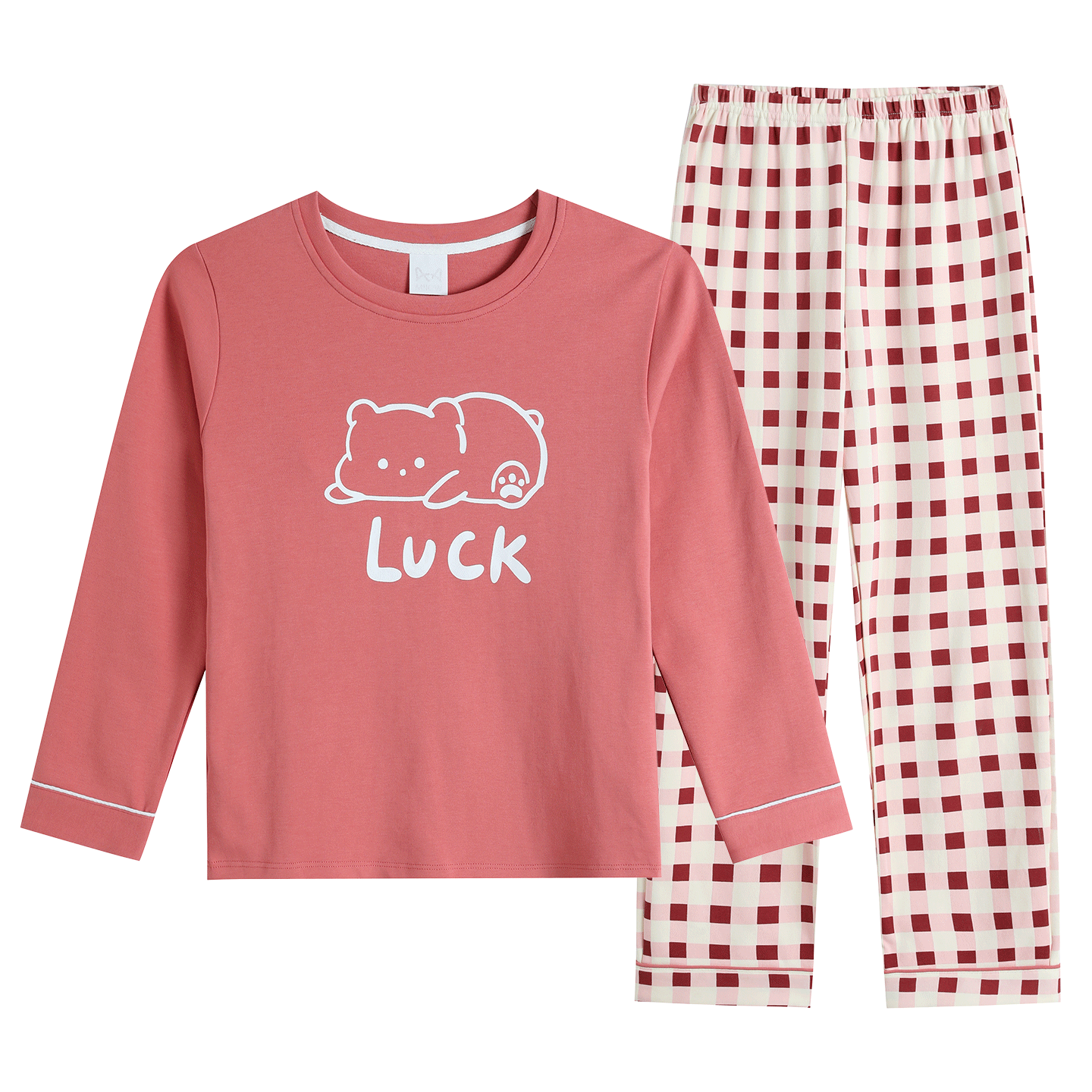 Hodo Kids Girls Spring Summer 100% Cotton Antibacterial Long Sleeve Round Neck Long Pants Pajama Set