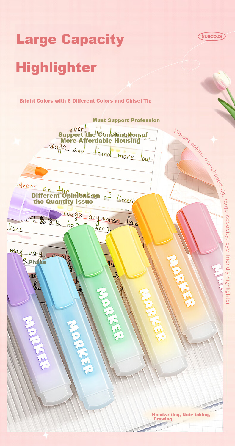 Shuxing Highlighters, Journal Pens, Marker Pens for Handbooks, Light-Colored Eye-Friendly Markers, Aesthetically Pleasing Colored Pens for Note-Taking And Emphasis, Student Pens, 4 Pcs/box, 3 Boxes 1