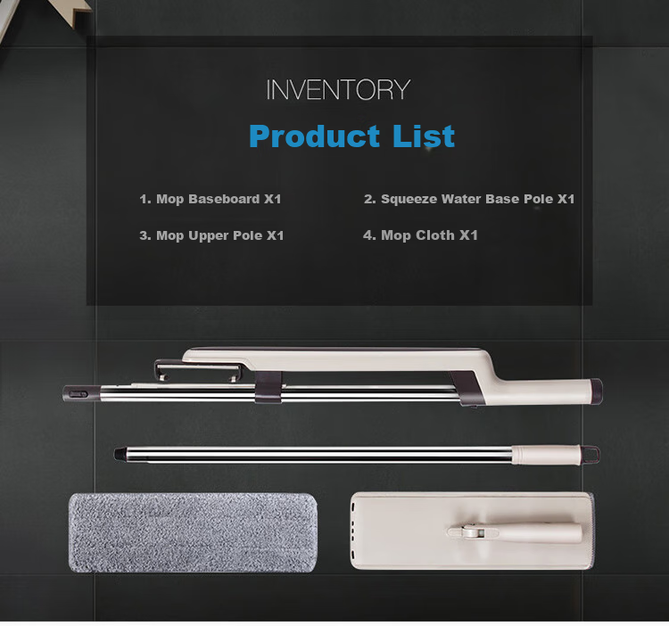 Baijiahaoshi Flat Mop with 45cm Handle And 139cm Long Pole, 2 Mop Pads, Household All-In Lazy No-Hand Water-Absorbing Floor Mop 5