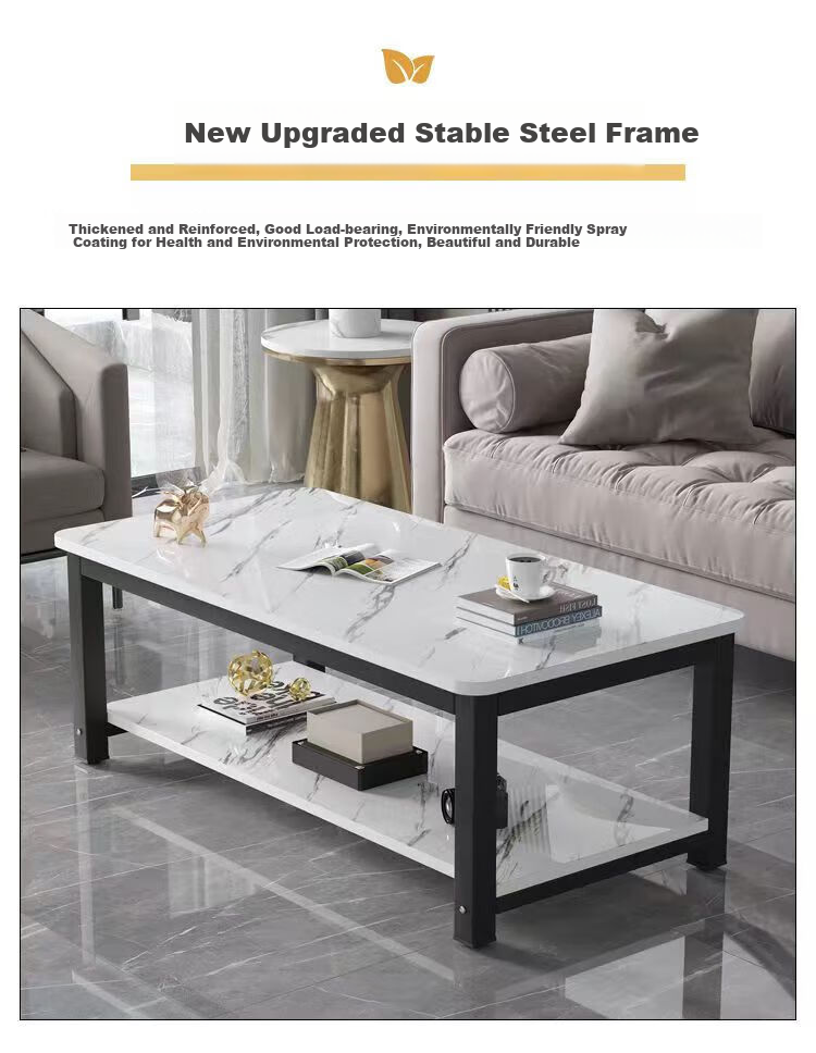 Gupujia Coffee Table, Living Room Double-Layer Light Luxury Coffee Table, Small Apartment Multifunctional Sofa Side Table, Modern Minimalist Small Tea Table 1