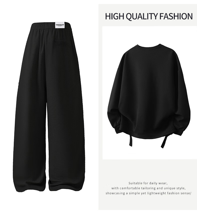 :CHOCOOLATE IT Casual Hoodie Set Men's Two-Piece Trendy Loose Top and Sweatpants Full Outfit Gray 5XL 3