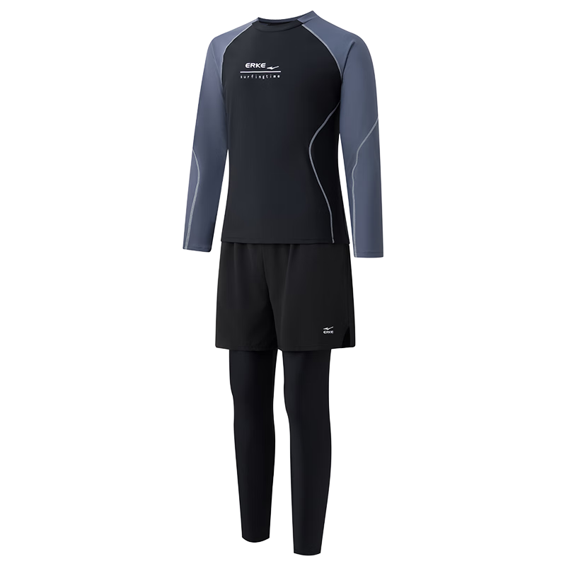 ERKE Men's Long Sleeve Long Pants Sunscreen Two-Piece Swimsuit Set Surfing Jellyfish Suit Hot Spring Bathing Suit