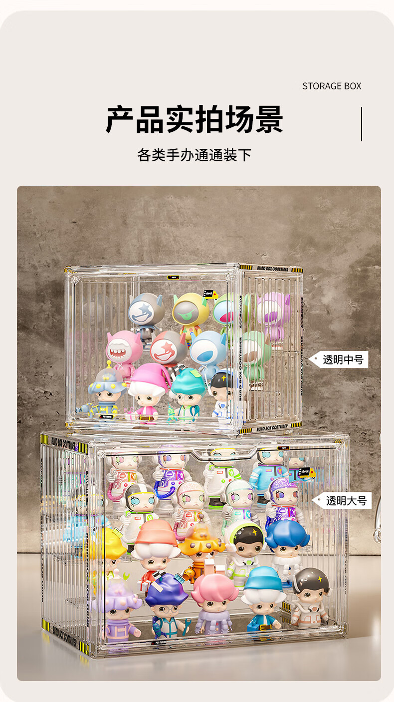 Kousu Blind Box Storage Display Rack Transparent Dustproof Figure Storage Box Doll Labubu Pop Mart Model Display Cabinet 2
