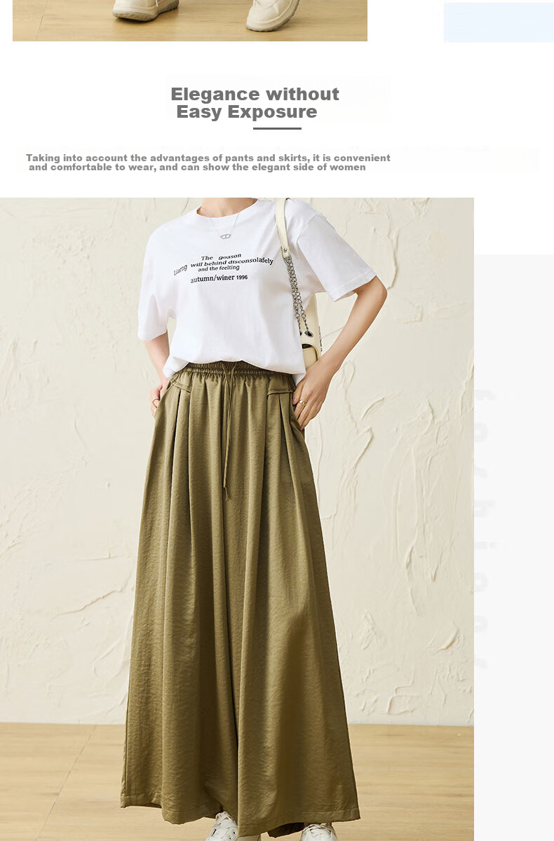 Langsha Ice Silk Quick-Dry Wide-Leg Cropped Pants for Women, Summer 2026 Thin High-Waist Slimming Mid-Length Pants, Draping Casual Skirt Shorts 10