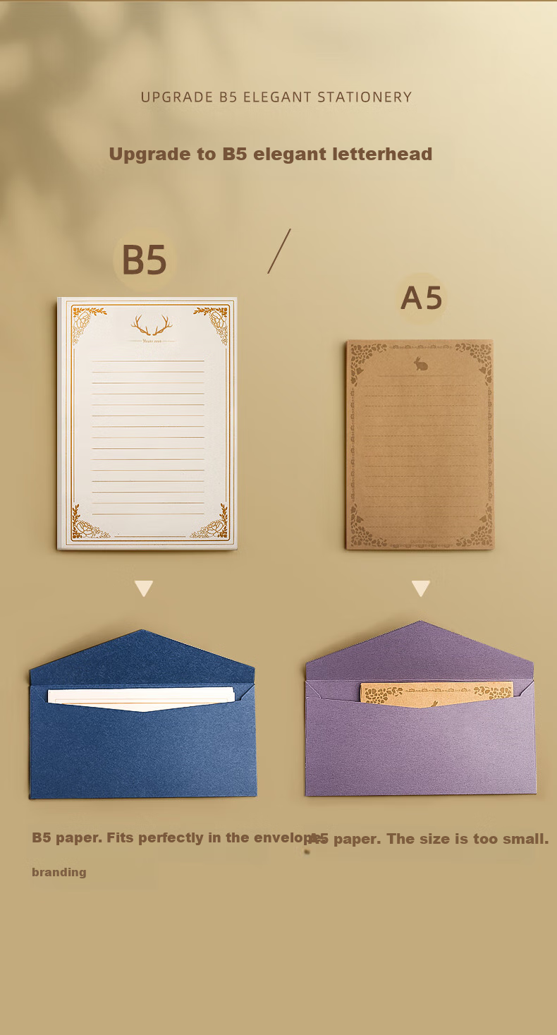 Jinzhi Lamba Leather Envelope And Letter Set, Exquisite Vintage Style Postcards, Greeting Cards, Birthday Gifts, High-End Gold Foil Gift, Confession Letters, Stationery, New Year's Day Invitation Cards, Macaro 8