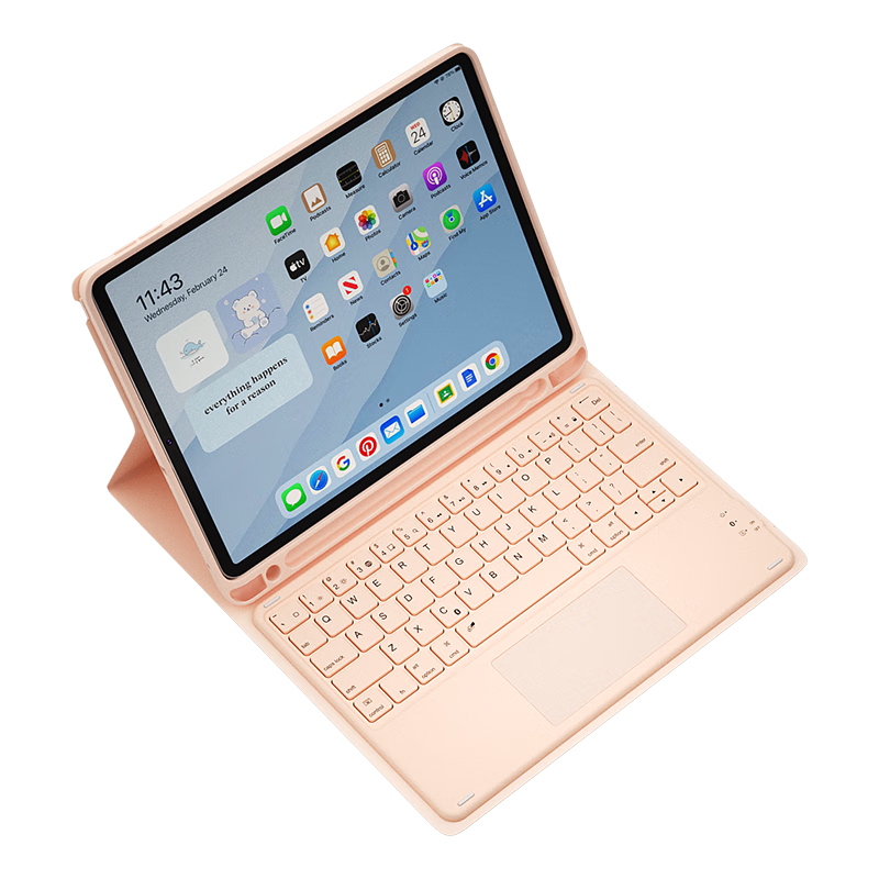 B.O.W Hangshi New iPad Keyboard Case 2019/20 Universal 10.2-inch with Touch Control Apple Pencil Slot Wireless Keyboard Pink