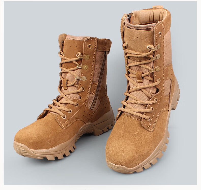 Beifute Combat Boots, High-Top Tactical Boots for Men, Breathable And Wear-Resistant Hiking Shoes, Security Duty Boots, 2l [All-Season Single Boots], Sand Brown, Size 42 3